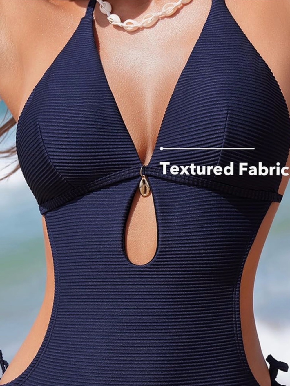 CUPSHE Women's One Piece Swimsuit Bathing Suit Halter Cutout <<<<332>>> - Picture 3 of 7